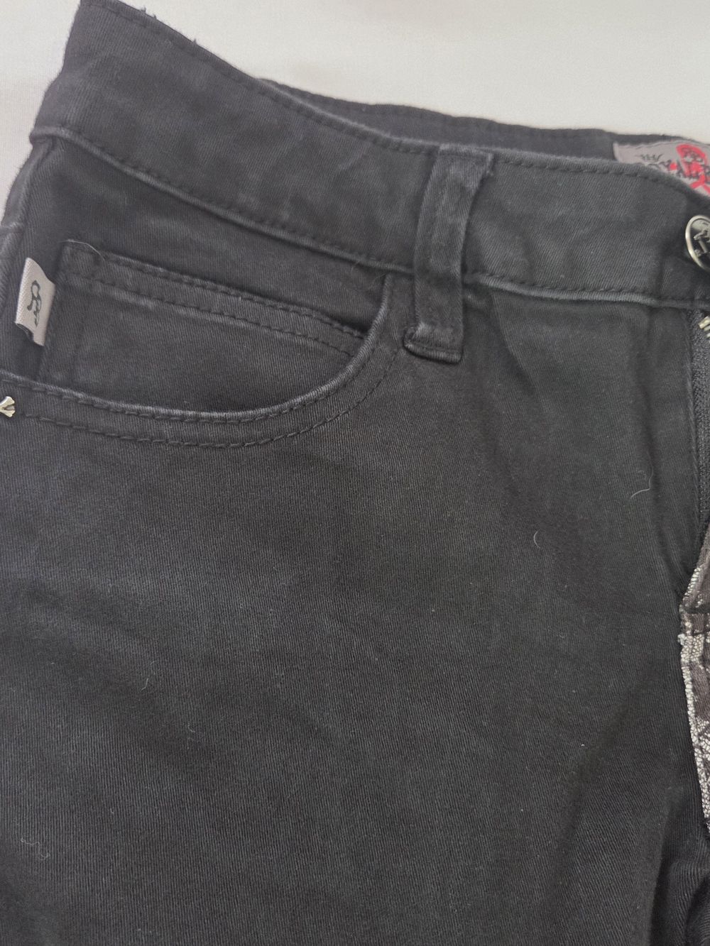 Royal Bones Two-Tone Black and Rose Lace Print Jeans - Picture 3 of 8